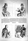 Old Antique Print 1880 Election Paid Canvasser Ireland Voting Men Scene 19th