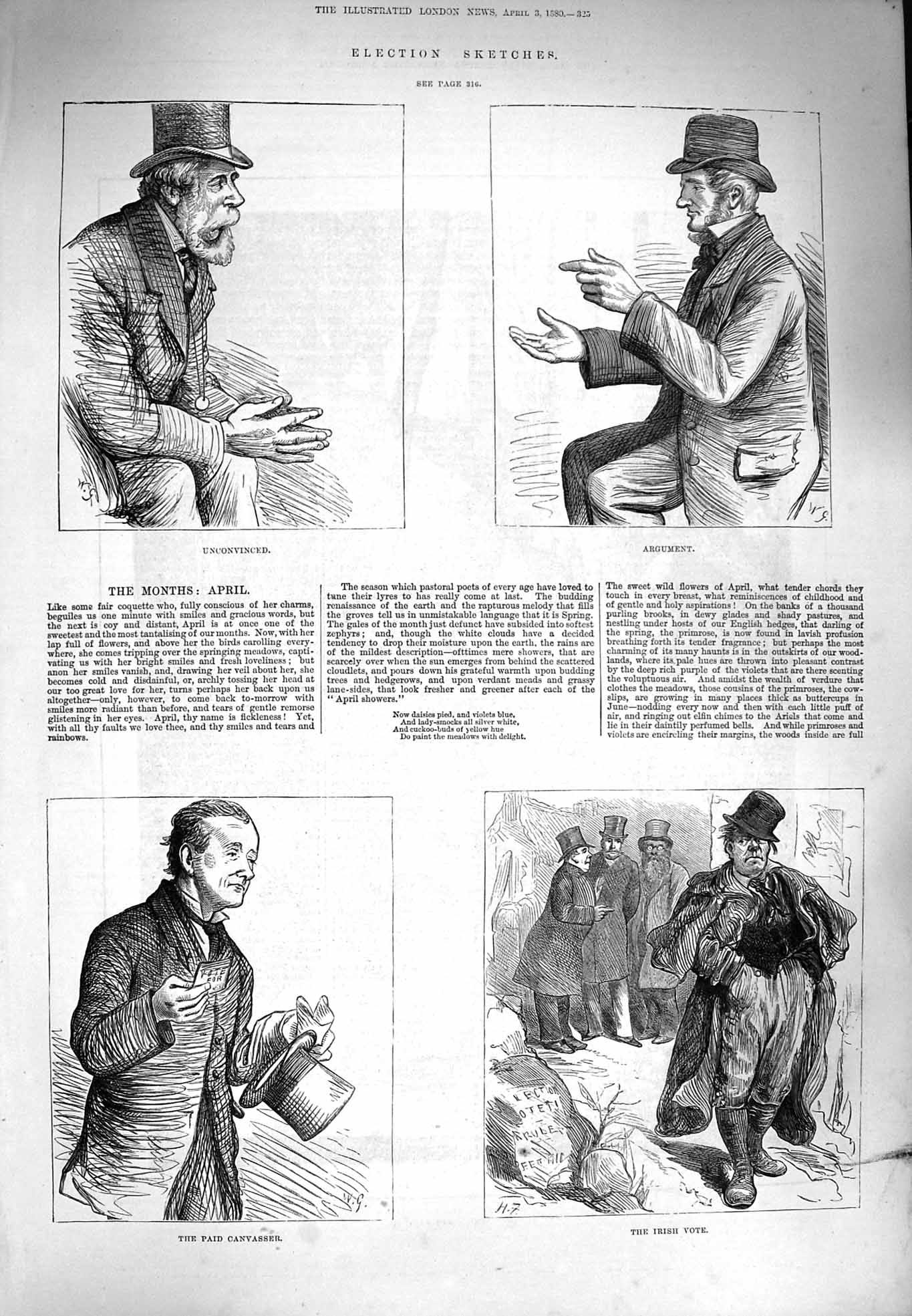Old Antique Print 1880 Election Paid Canvasser Ireland Voting Men Scene 19th
