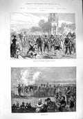 Original Old Antique Print 1880 Easter Volunteer Review Brighton Siers 19th