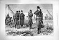 Original Old Antique Print 1880 Scene Sounding Reveille Music Horn Siers Camp