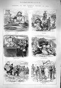 Original Old Antique Print 1880 Brighton Theatre War Music Band Siers Romance