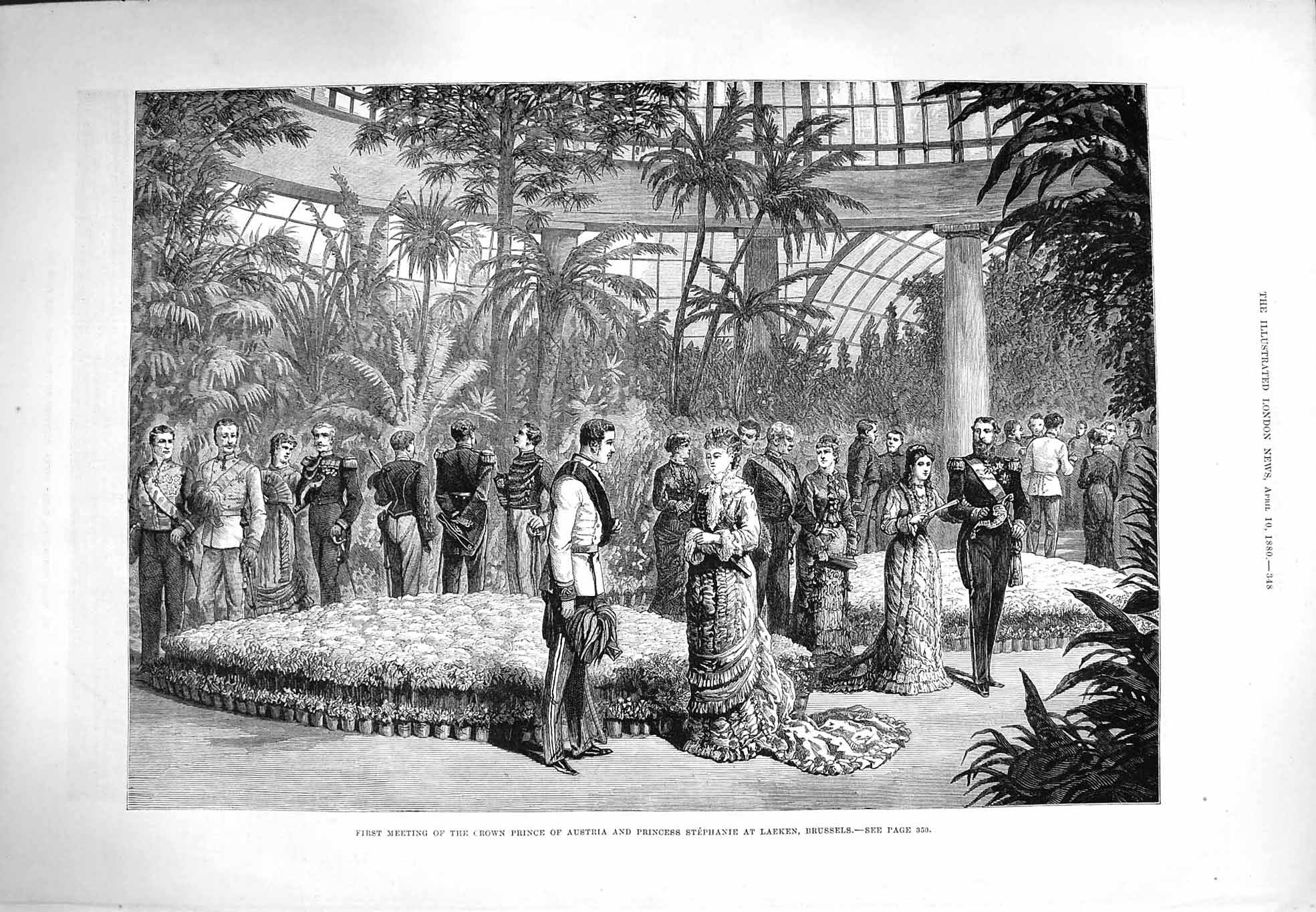 Old Antique Print 1880 Prince Austria Princess Stephanie Laeken Brussels 19th