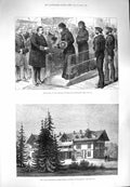 Original Old Antique Print 1880 Empress Eugenie Zululand Ship Hohenloh Victorian