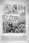 Original Old Antique Print 1880 General Election Middlesex Brentford Voting