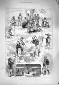 Original Old Antique Print 1880 Manley Hall Park Manchester Arcade Bond Street