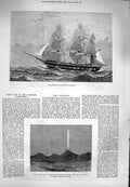 Old Antique Print 1880 Training Ship Atalanta Comet Wellington Charlotte 19th