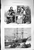 Old Antique Print 1880 Russia Moujik Man Ireland Ship Valorous Kilkerran 19th