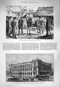 Old Antique Print 1880 Russia Teaching Cossacks Ride Horses Museum Berlin 19th