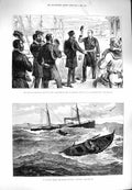 Original Old Antique Print 1880 Edinburgh Commander Ship Constellation Atalanta