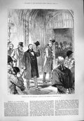 Old Antique Print 1880 Meeting Parliament Members Westminster Hall London 19th