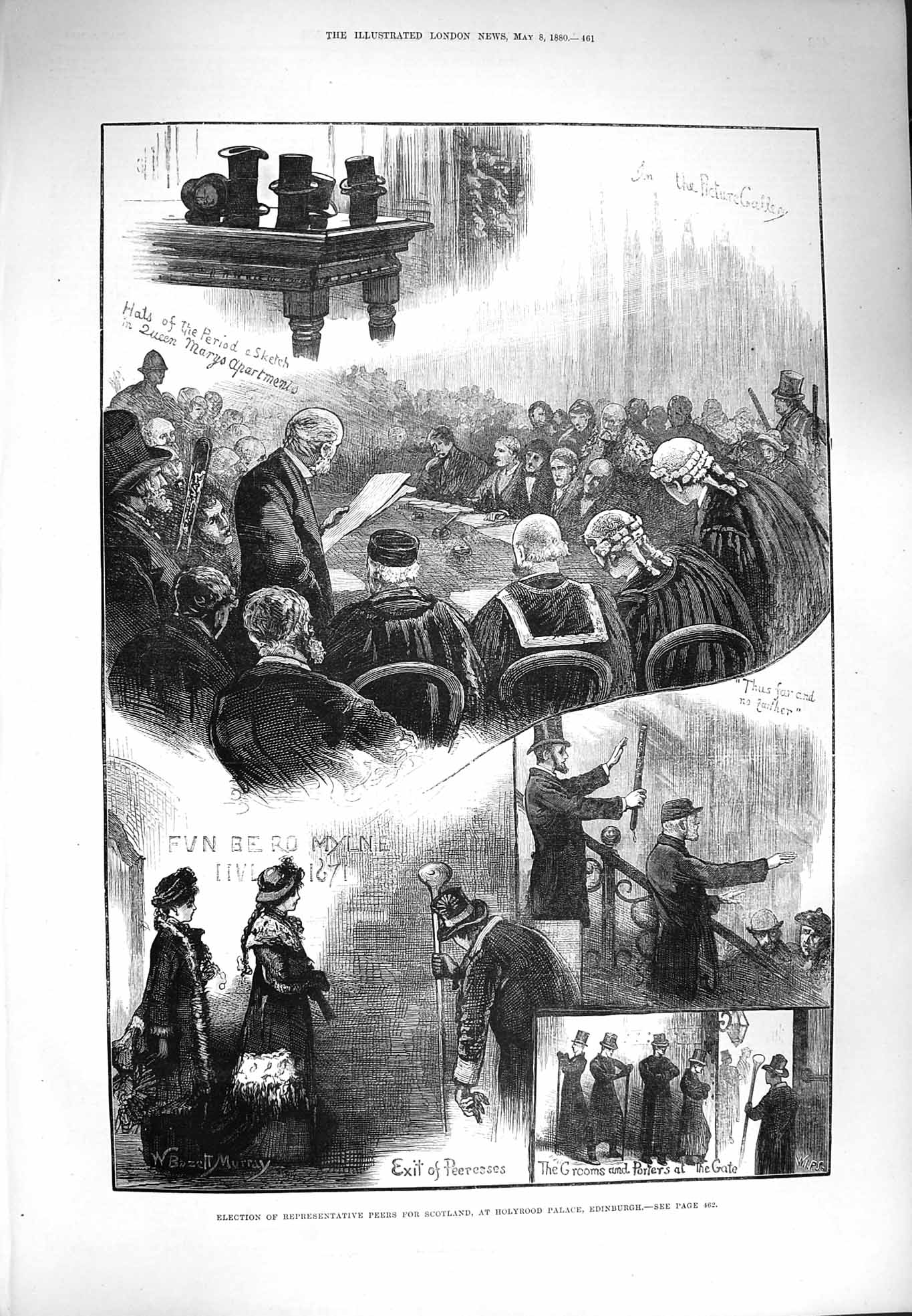 Old Antique Print 1880 Election Peers Scotland Holyrood Palace Edinburgh 19th