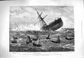 Old Antique Print 1880 Wreck Union Company Mail Steam Ship American Boats 19th
