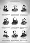 Old Antique Print 1880 House Commons Corbett Palmer Murray Carbutt Bevan 19th