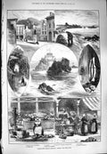 Original Old Antique Print 1880 Jersey St. Helier Roque Mont Orgueil Fishmarket
