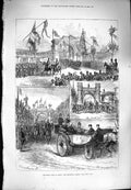 Original Old Antique Print 1880 Royal Visit Truro Triumphal Arches Lemon Street