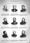Old Antique Print 1880 House Commons Bisset Buxton Marriott Fowler Davies 19th