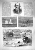 Old Antique Print 1880 Wilhelm Kumpel Icebergs Canada Sardinian Ship Dog 19th