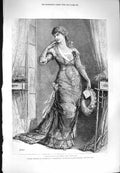 Antique Old Print *3346 1880 Madame Modjeska Constance Royal Court Theatre