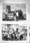 Old Antique Print 1880 Peter'S Church Liverpool Cathedral Asylum Bagshot 19th