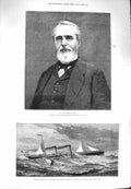 Original Old Antique Print 1880 Challemel-Lacour Holyhead Kingstown Steam-Boat