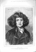 Original Old Antique Print 1880 Portrait Roma Young Man Fine Art 19th