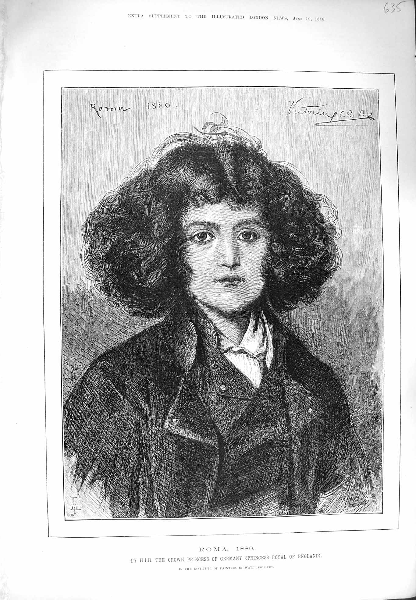 Original Old Antique Print 1880 Portrait Roma Young Man Fine Art 19th