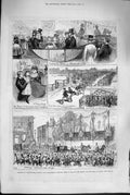 Antique Print *3336 1880 Wandsworth Putney Hammersmith Bridge Prince Wales
