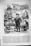 Old Antique Print 1880 Centenary Sunday Schools Robert Raikes Gloucester 19th