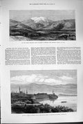 Original Old Antique Print 1880 Mount Olympus Thessaly Larissa Jannina Victorian