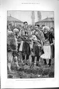 Original Old Antique Print 1880 Albania Montenegrin Minister War Pod Victorian