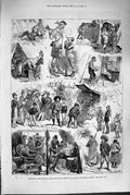 Original Old Antique Print 1880 National Rifle Meeting Wimbledon Common Sport