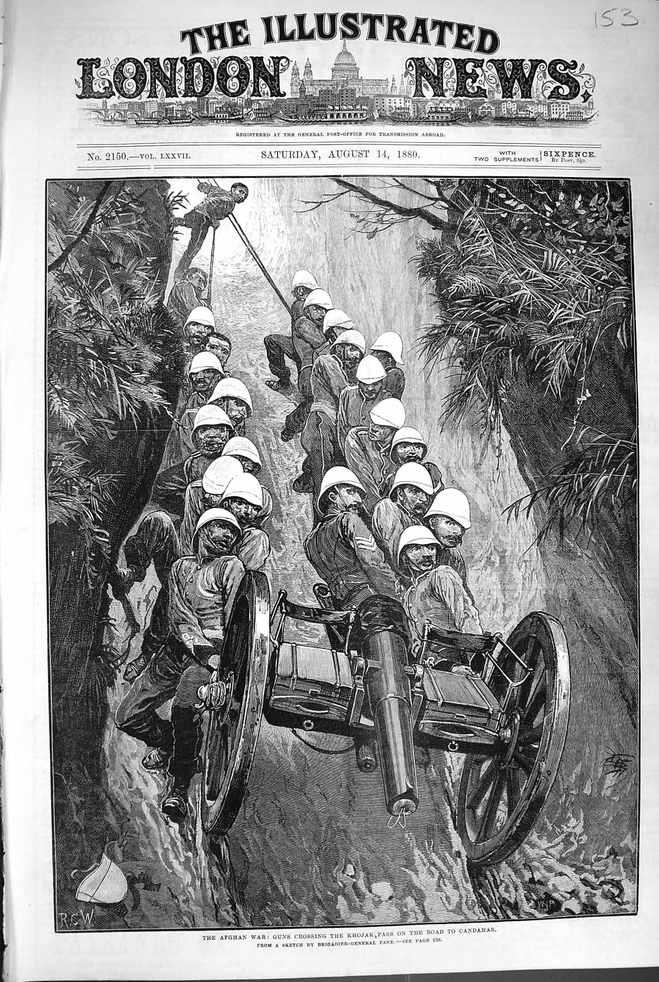 Original Old Antique Print 1880 Afghanistan War Guns Khojak Pass Candahar Siers