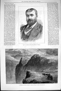 Original Old Antique Print 1880 Burnand Editor Punch Castle Suli Epiru Victorian