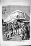 Original Old Antique Print 1880 Afghanistan War Dome Char-Su Candahar Camel