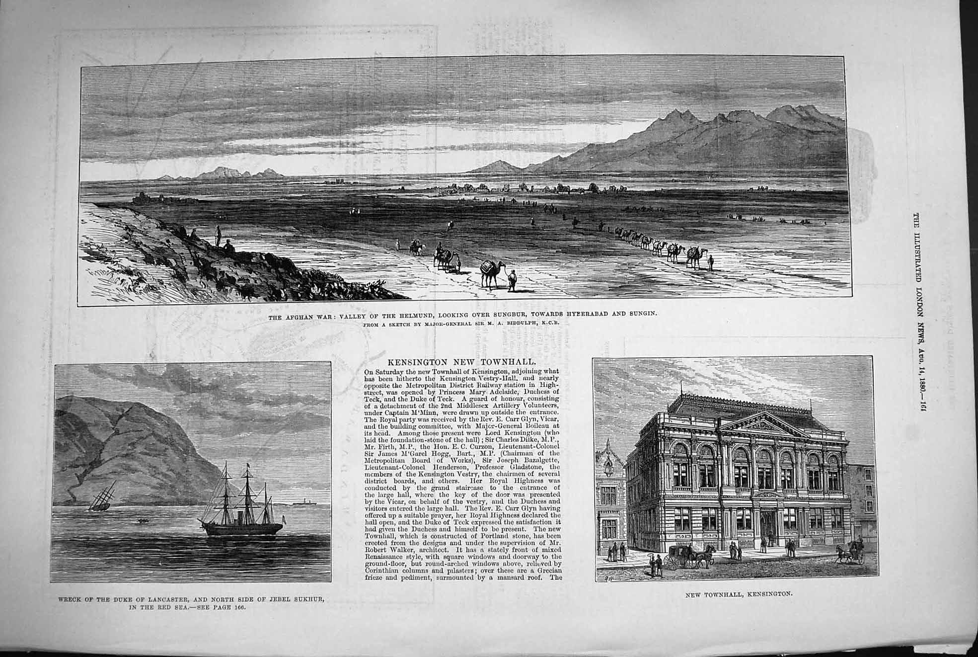 Original Old Antique Print 1880 War Afghanistan Helmund Sungbur Ship Lancaster
