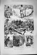Original Old Antique Print 1880 Ireland Small Farmer Siers Horses Policemen