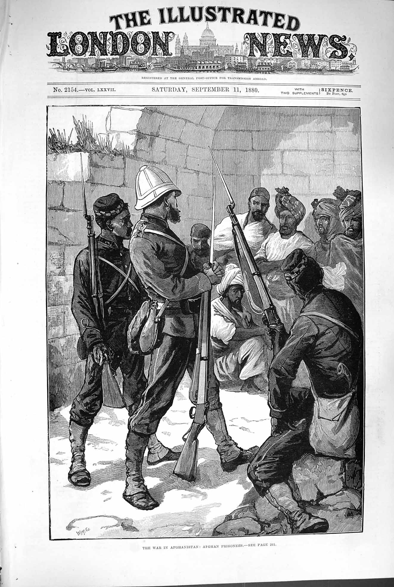 Original Old Antique Print 1880 War Afghanistan Afghan Prisoners Siers Fine Art
