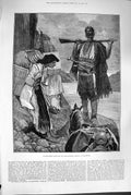 Old Antique Print 1880 Transporting Supplies Montenegrin Army Podgoritza 19th
