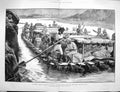 Original Old Antique Print 1880 War Afghanistan British Siers Boat Cabul River