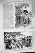 Original Old Antique Print 1880 Chaperon Ladies Men Romance People I Have Met