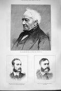 Old Antique Print 1880 Lord Chief Baron Kelly Cruickshank Grace Cricketer 19th