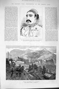 Old Antique Print 1880 Riza Pasha Turkish Army Dulcigno Antivari Adriatic 19th