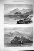 Old Antique Print 1880 View Dulcigno Encampment Turkish Regulars Gambier 19th