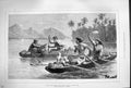 Original Old Antique Print 1880 Boat Race Market Sellers Tahiti Society Islands