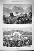 Original Old Antique Print 1880 View Antivari Owen Lanyon Chiefs Zoutpansberg