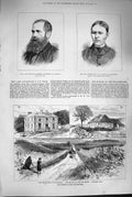 Original Old Antique Print 1880 Murder Lord Mountmorres Wood Ebor Hall Flanagan