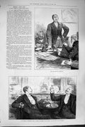 Original Old Antique Print 1880 Marquis Mistylands Wine Men Ornamental Director