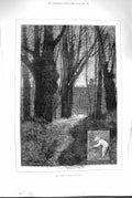 Original Old Antique Print 1880 October Scene Trees Forest Montbard Fine Art