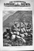 Original Old Antique Print 1880 Prince Wales Deer Hunting Invercauld Scotland