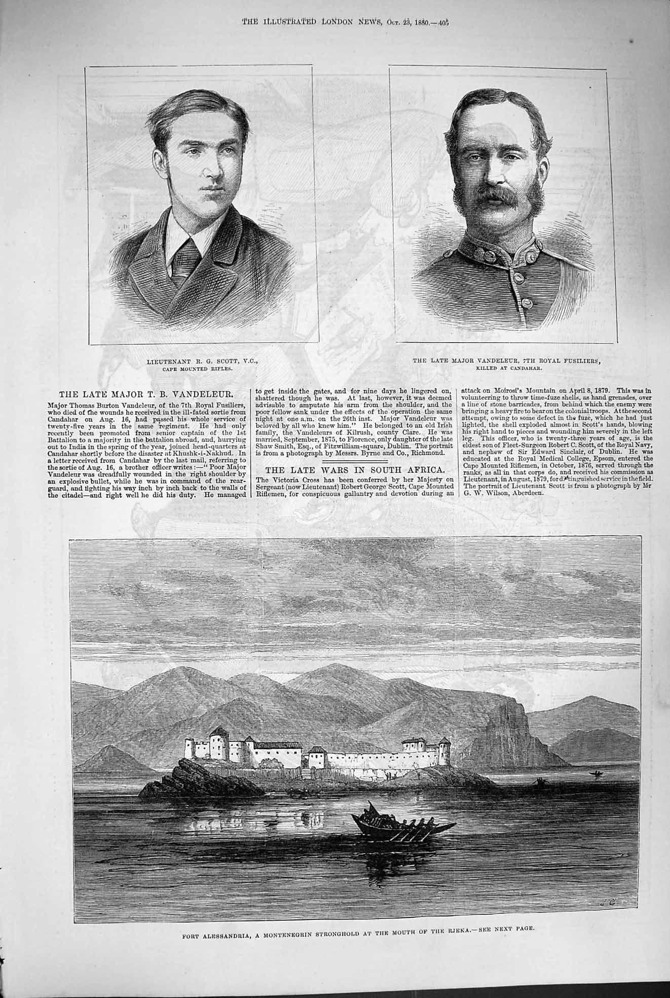 Old Antique Print 1880 Fort Alessandria Montenegrin Rjeka Scott Fusiliers 19th